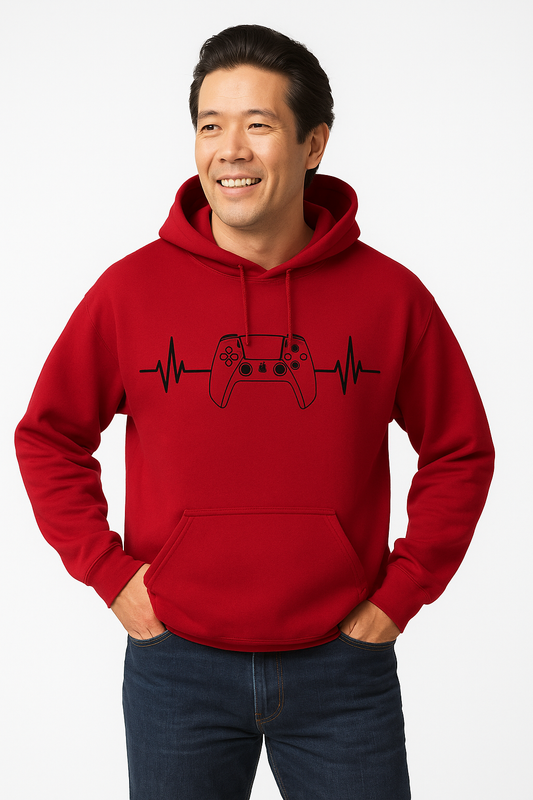 Gaming Heartbeat Hoodie - Gamer Life Pulse Design