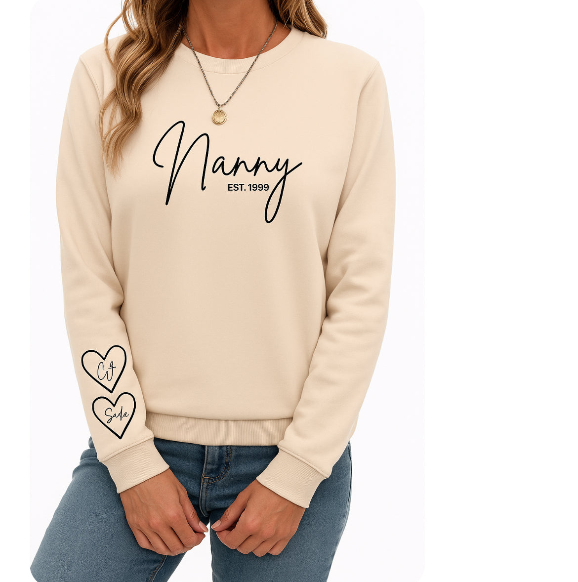 Personalized Grandma Sweatshirt - Custom Name with Grandkids Hearts