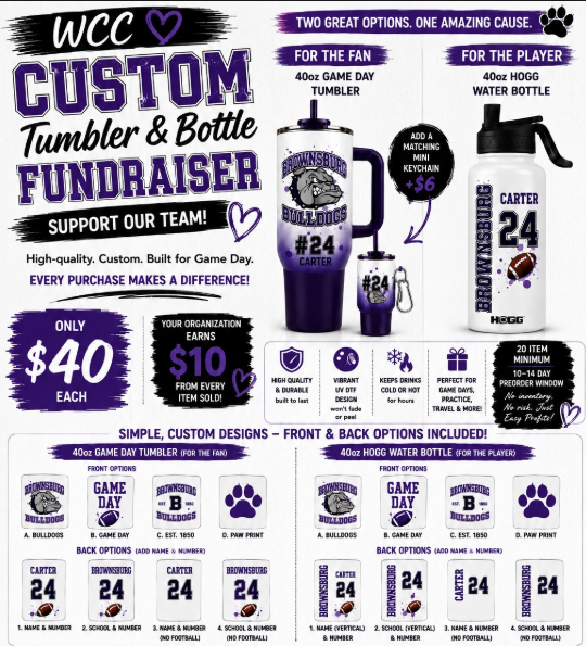 Brownsburg Bulldogs Custom Tumbler & Bottle Fundraiser